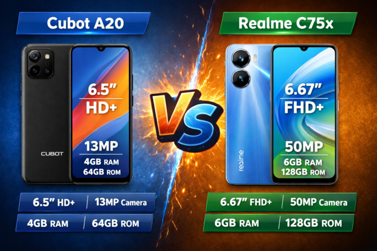 Comparativo: Cubot A20 12GB (4+8) + 128GB vs Realme C75x 8GB + 256GB